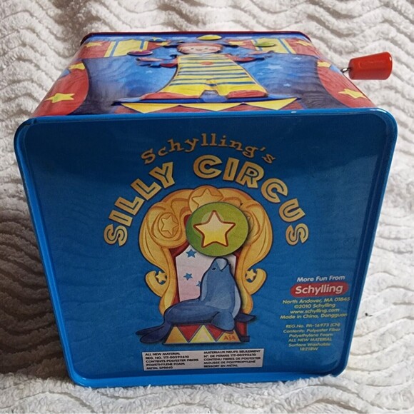 RETRO Schylling's Silly Circus JACK-In-The-BOX Tin Toy Musical Pop-Up CLOWN EuC - Picture 7 of 8